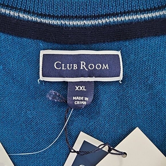 Club Room Merino Blend Oeko-Tex V-Neck Sweater Men's XXL Majestic Teal NWT NEW - Picture 4 of 16